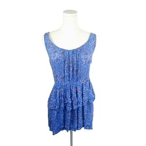 Intimately Free People Periwinkle Paisley Mini Dress M Boho Blue Ruffle Dress